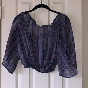 Patterned Cropped Blouse